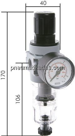 MULTIFIX Filterregler, G 1/4", 0,1 - 3bar, n. rücksteuerbar