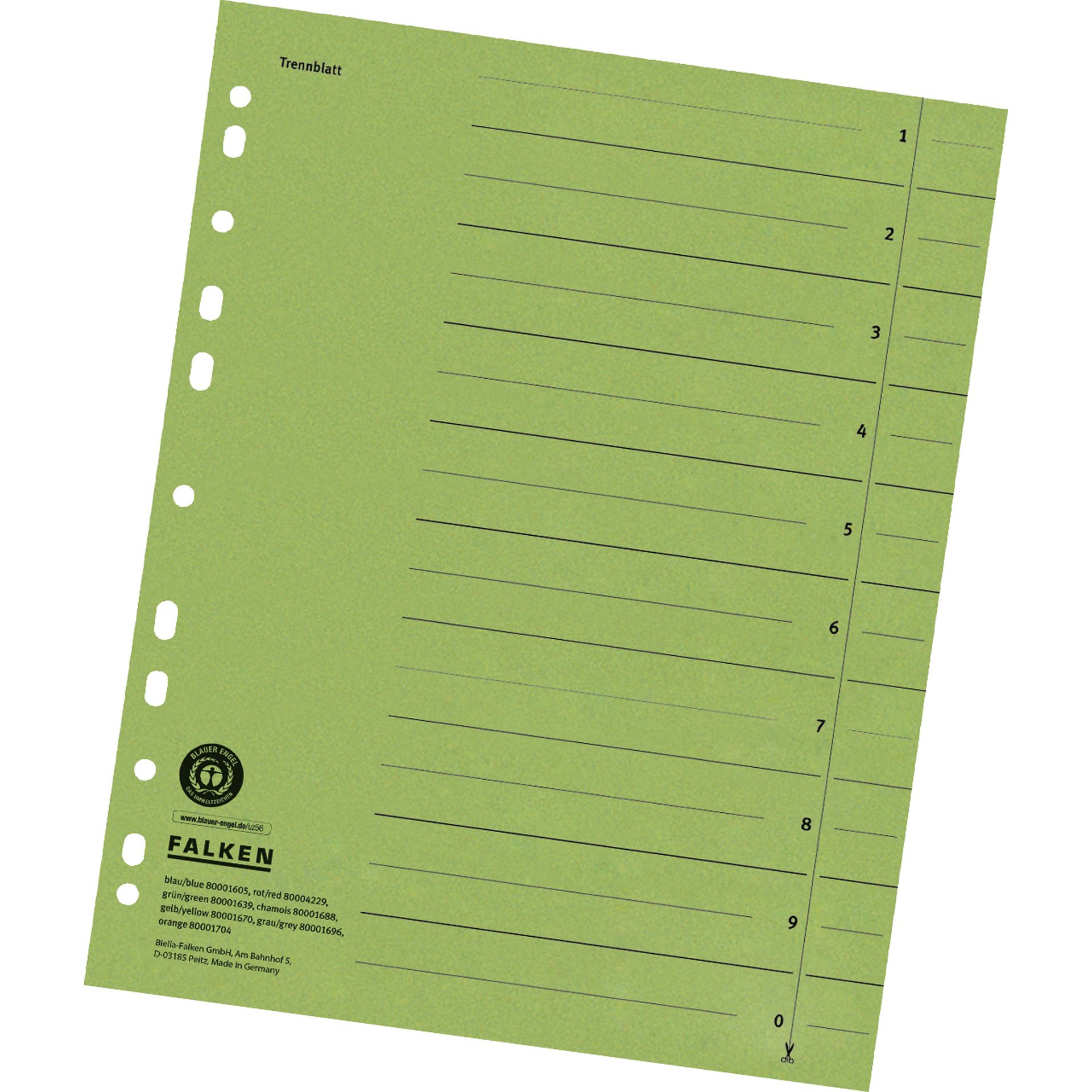 Trennblatt A4 230g Karton gn 100St.