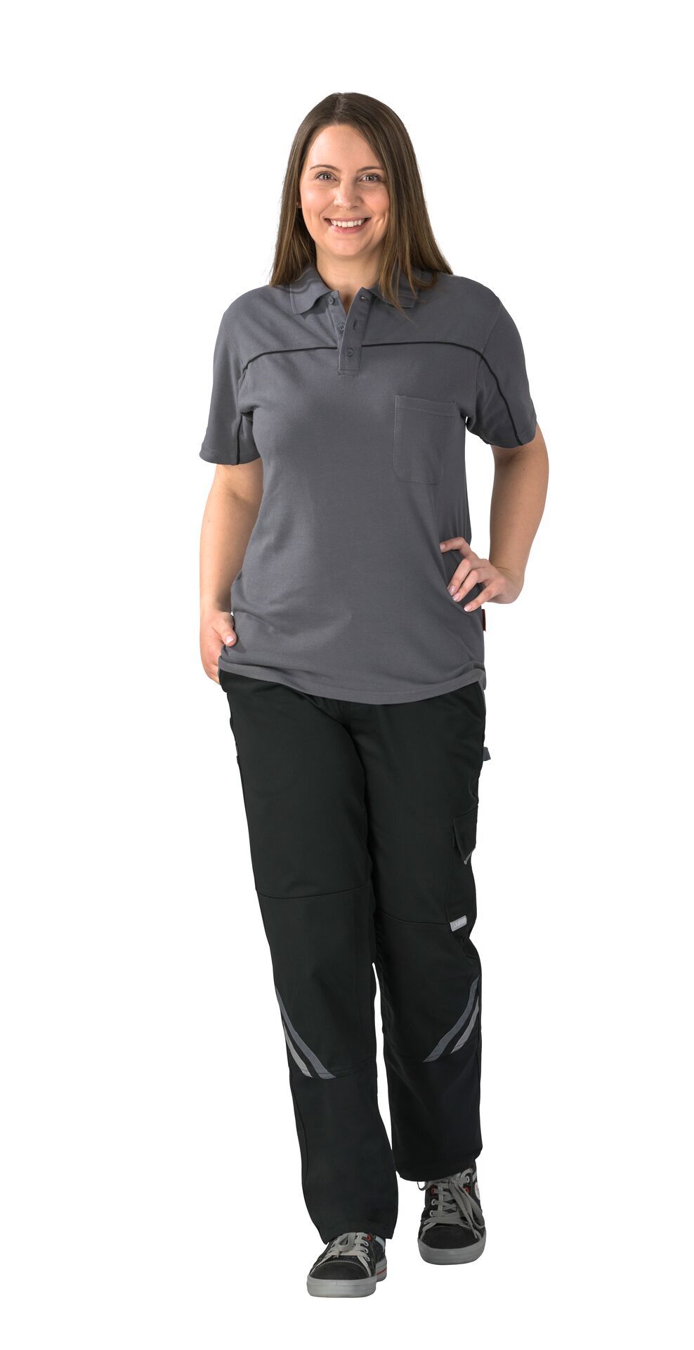 Planam Damen Bundhose Highline schwarz/schiefer/zink Gr. 34