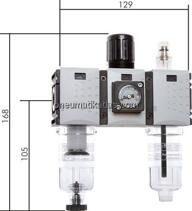 FUTURA Wartungseinheit, 3-tlg., G 1/4", 0,5 - 8 bar, Baur.0