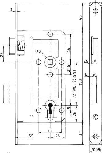 Korr.Schloss Nr.114 1/2 Falz PZW 18 rd. DIN ls KFV