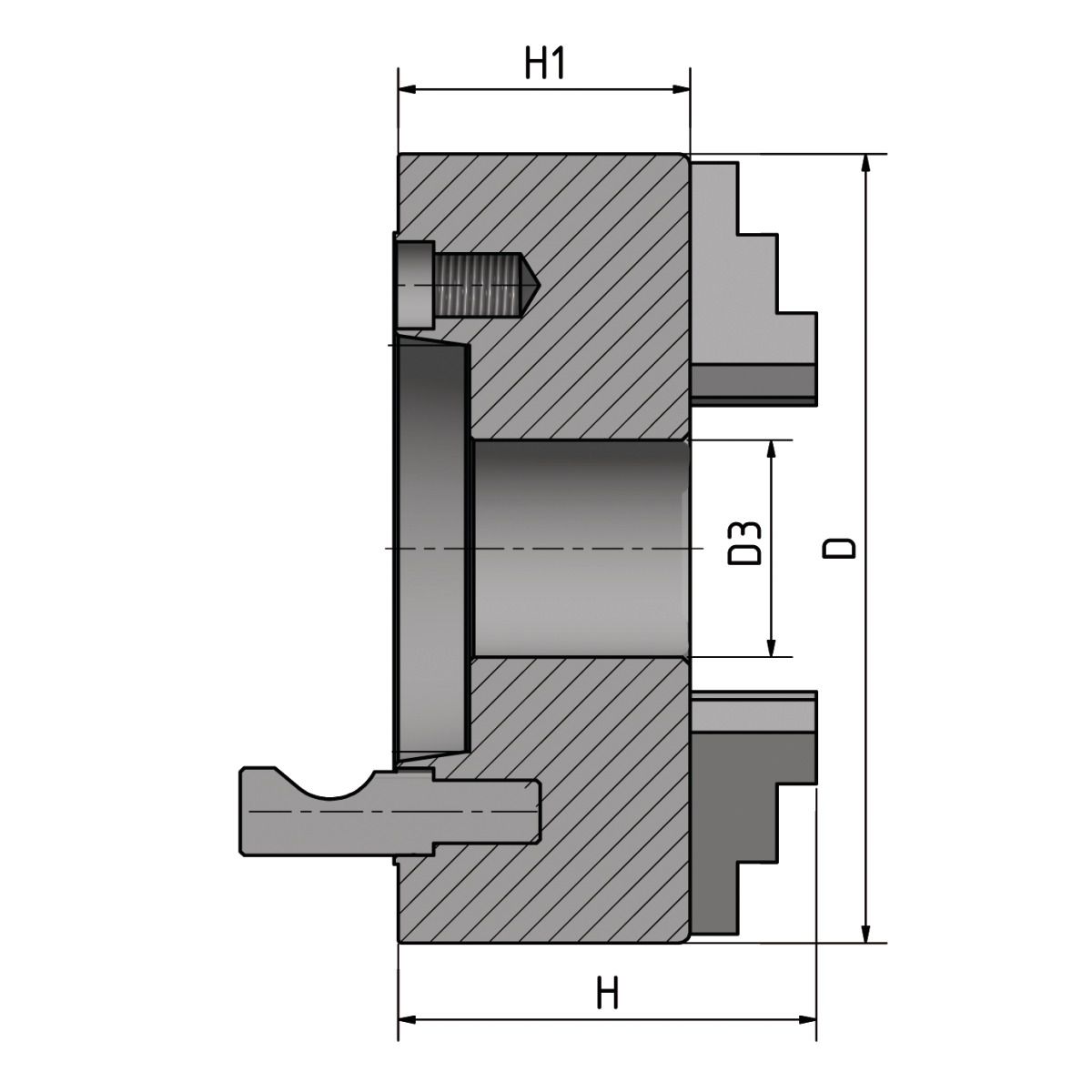 OPTIMUM Vierbacken-Drehfutter Guss Camlock, zentrisch spannend Optimum Ø 160 mm DIN ISO 702-2 Nr. 4