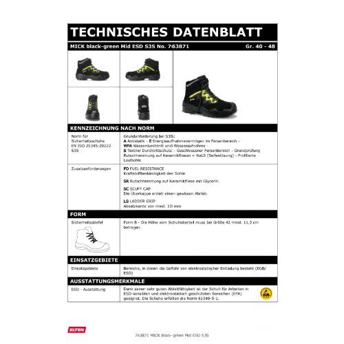 ELTEN MICK Sicherheitsstiefel Mid S3S ESD, Schwarz, Gr. 46