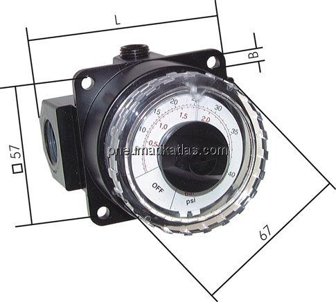 Manometerregler, G 1/4", 0 - 3 bar