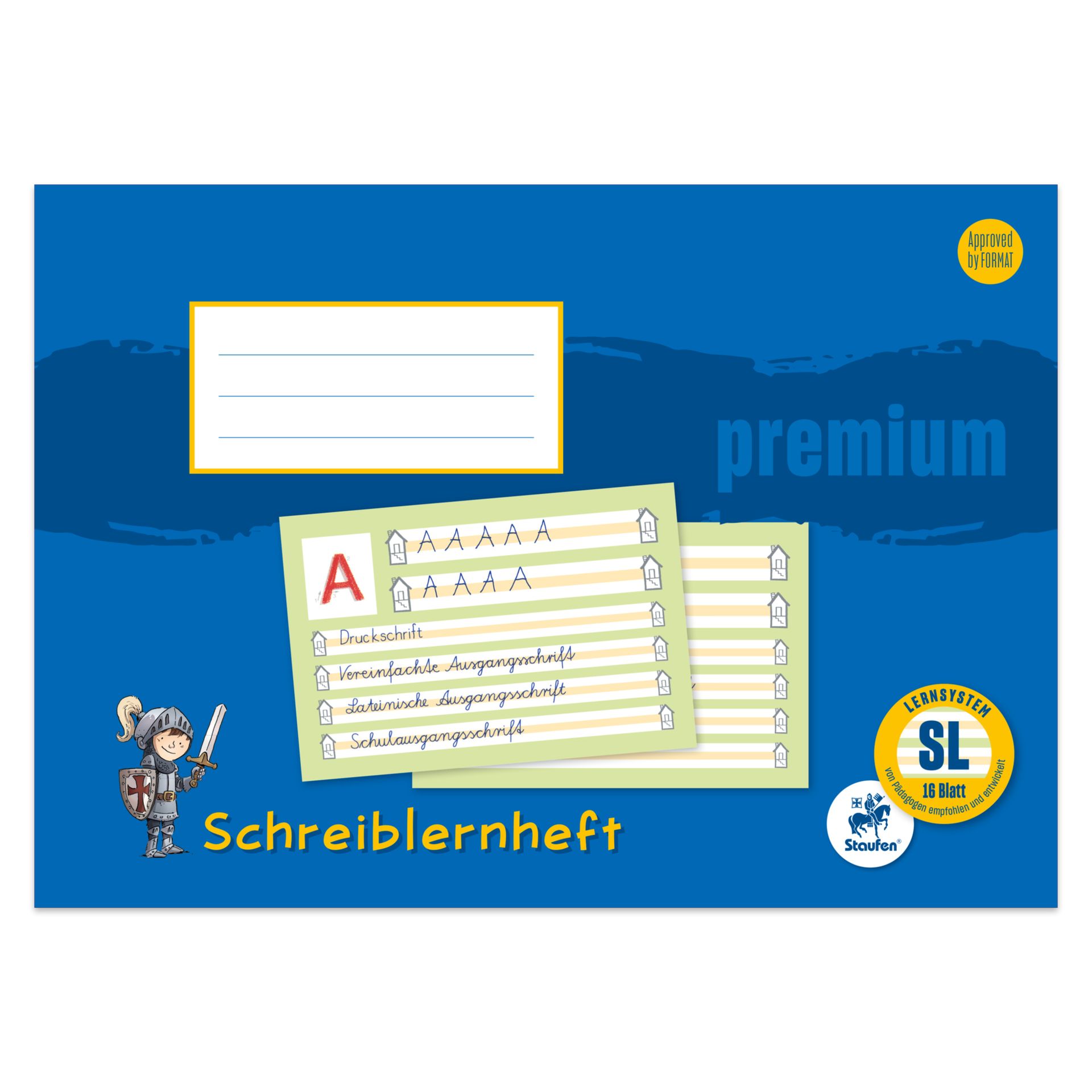 Schreiblernheft Premium LinSL A4quer 16Bl 80g lin