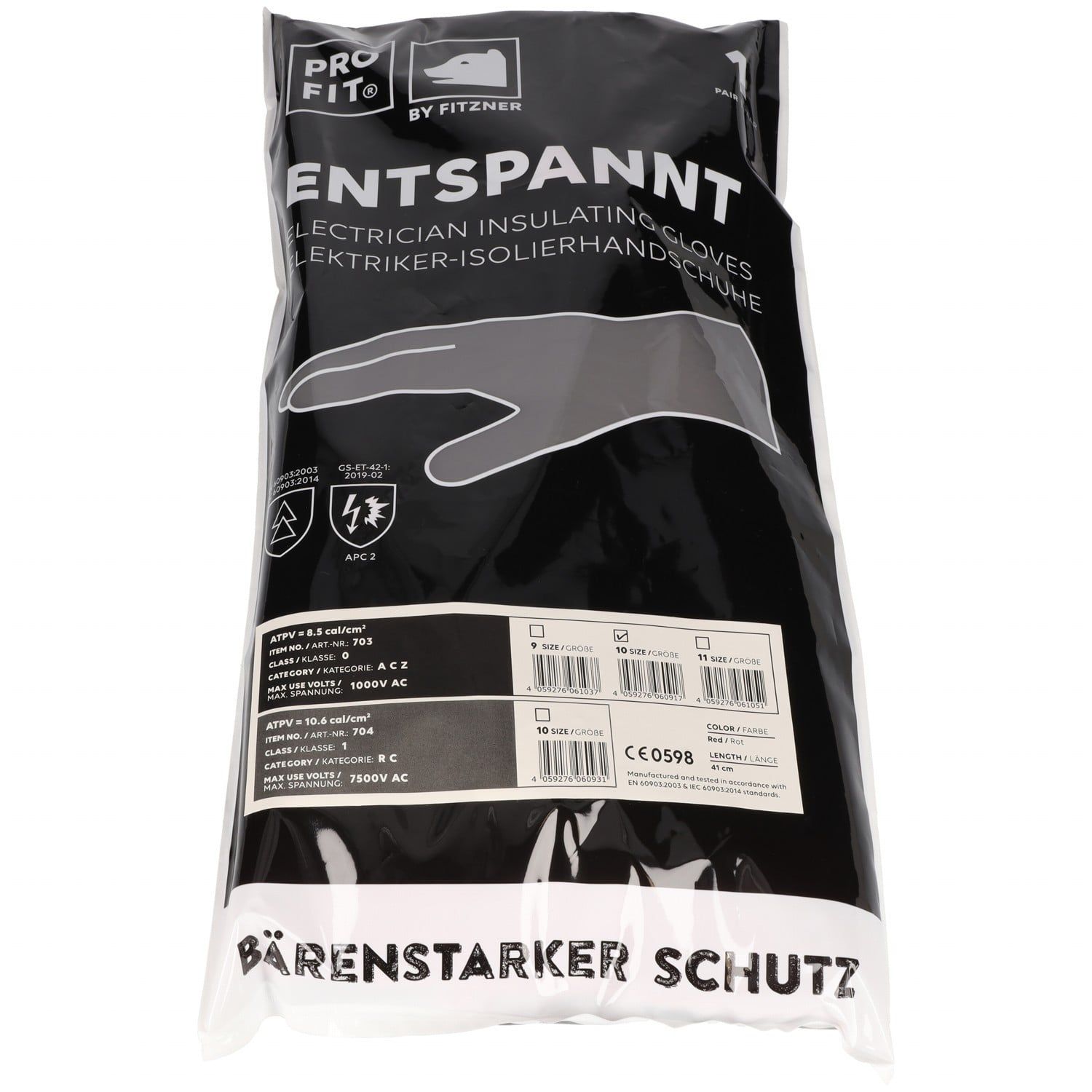 Elektriker Handschuhe 1000V,rot, Klasse 0, 41 cm 10