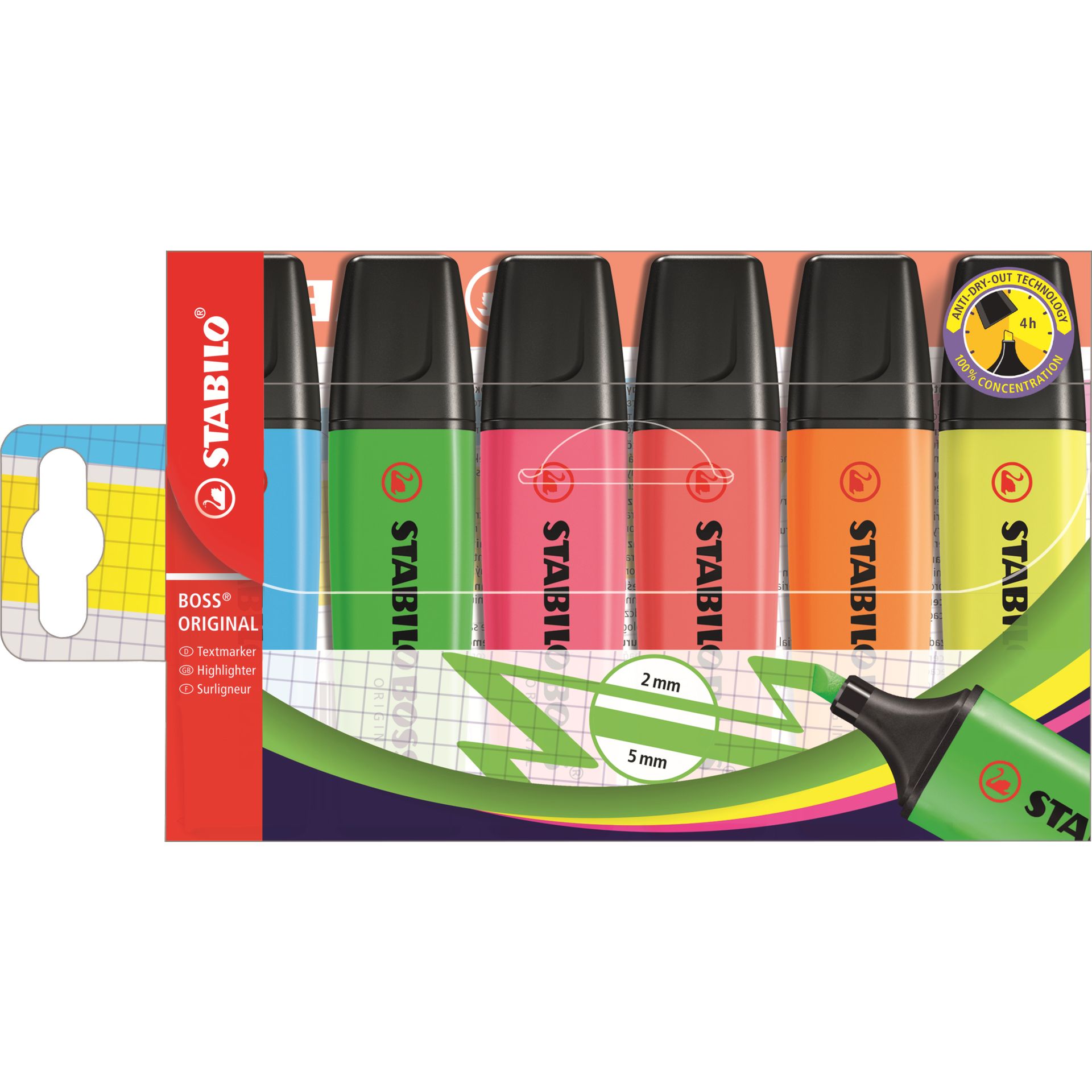 Textmarker BOSS ORIGINAL 2-5mm sortiert 6 St./Pack.