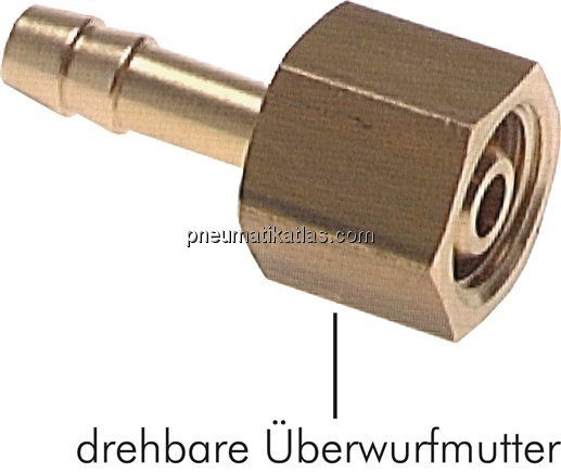 Schlauchtülle, mit Mutter G 1/8"-4mm, Messing