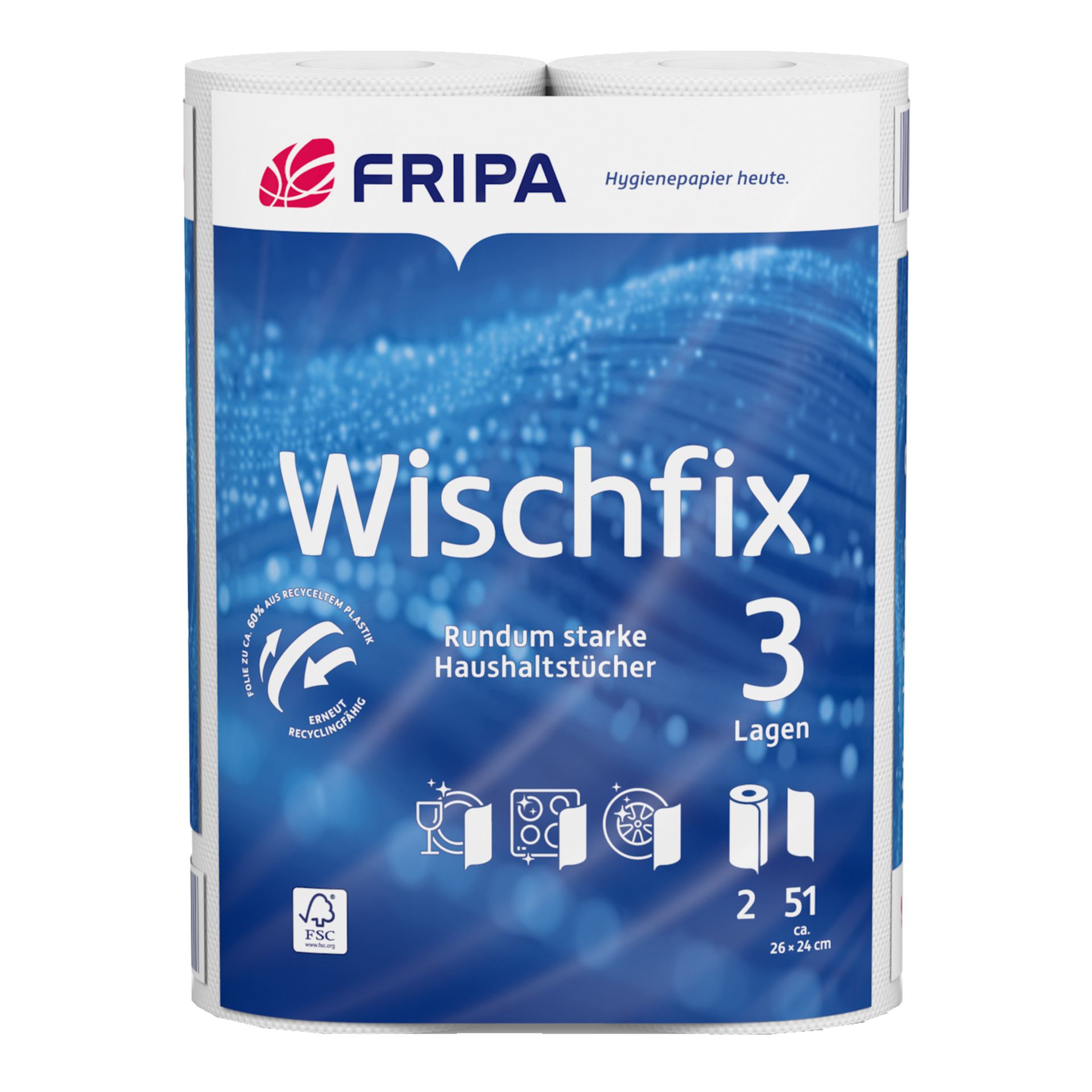 Küchenrolle Wischfix 3-lagig weiß 2 St./Pack.
