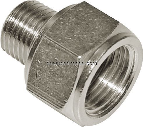 Reduziernippel R 1/8"(AG)-Rp 1/8"(IG), Messing vernickelt