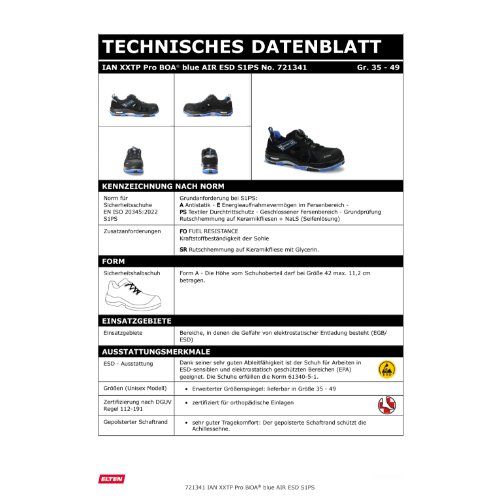 ELTEN IAN XXTP Pro BOA® AIR Sicherheitshalbschuh ESD, Schwarz, Gr. 37
