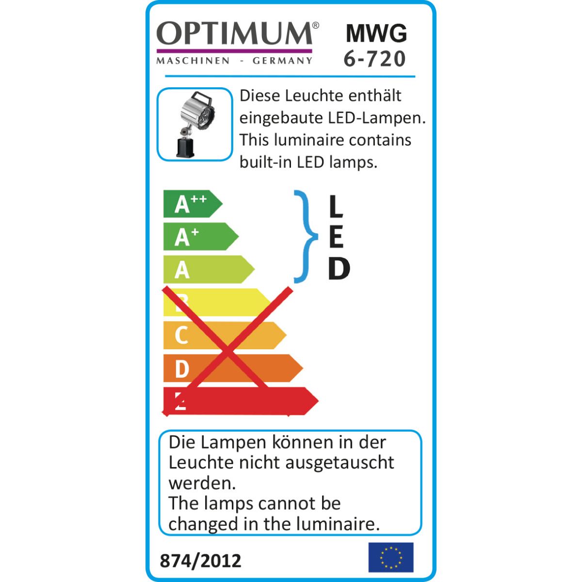 LED Maschinen- und Werkstattleuchte Optimum MWG 6-720