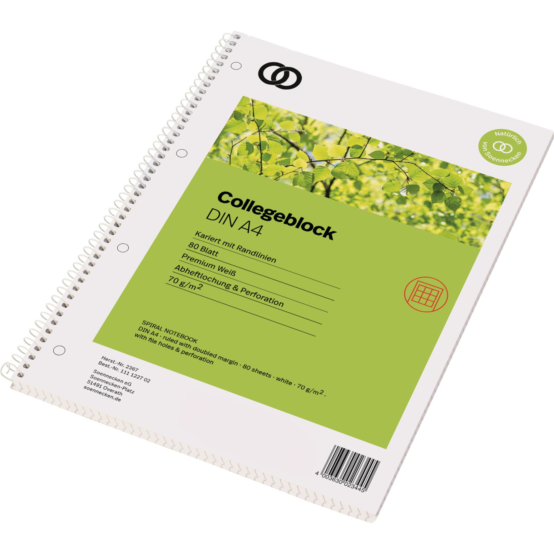 Collegeblock oeco RC A4 80Blatt kariert
