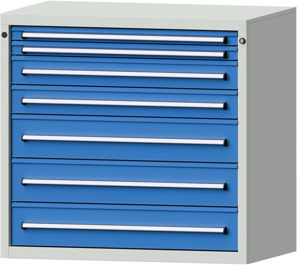Format Schubladenschrank B1060xT675xH1000mm RAL7035/5012 7 Schubladen 75kg