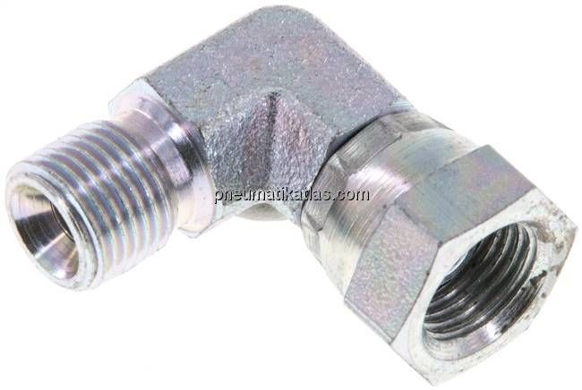 90°-Einschraubwinkel, 60°-Kegel, G 1/8", Stahl verzinkt