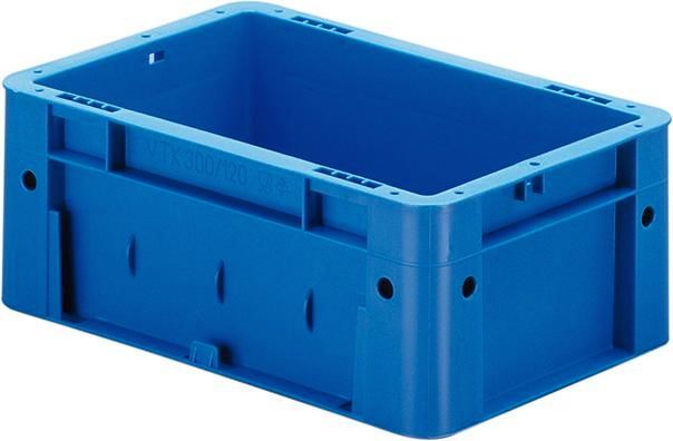 Transport-Stapelkasten B300xT200xH120 mm blau Auflast 600kg ohne Griffloch LA-KA-PE