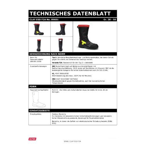 ELTEN Feuerwehrschlupfstiefel CLAY F2A Stiefel (High) ESD, Schwarz, Gr. 42