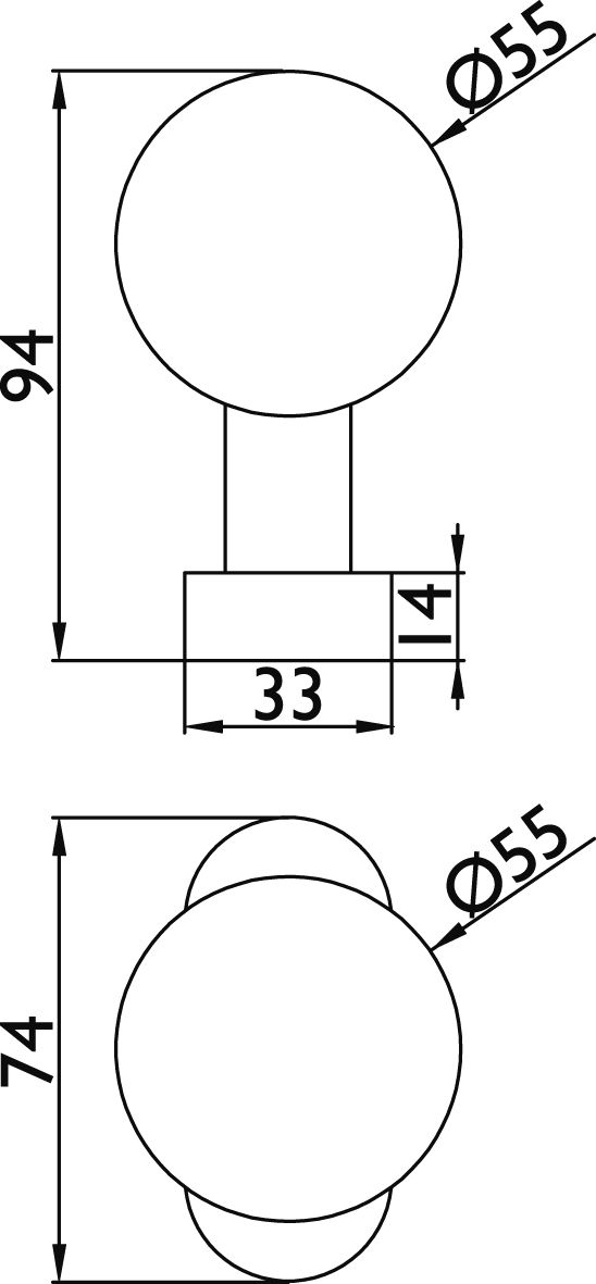 Topform Knopf auf Ovalrosette