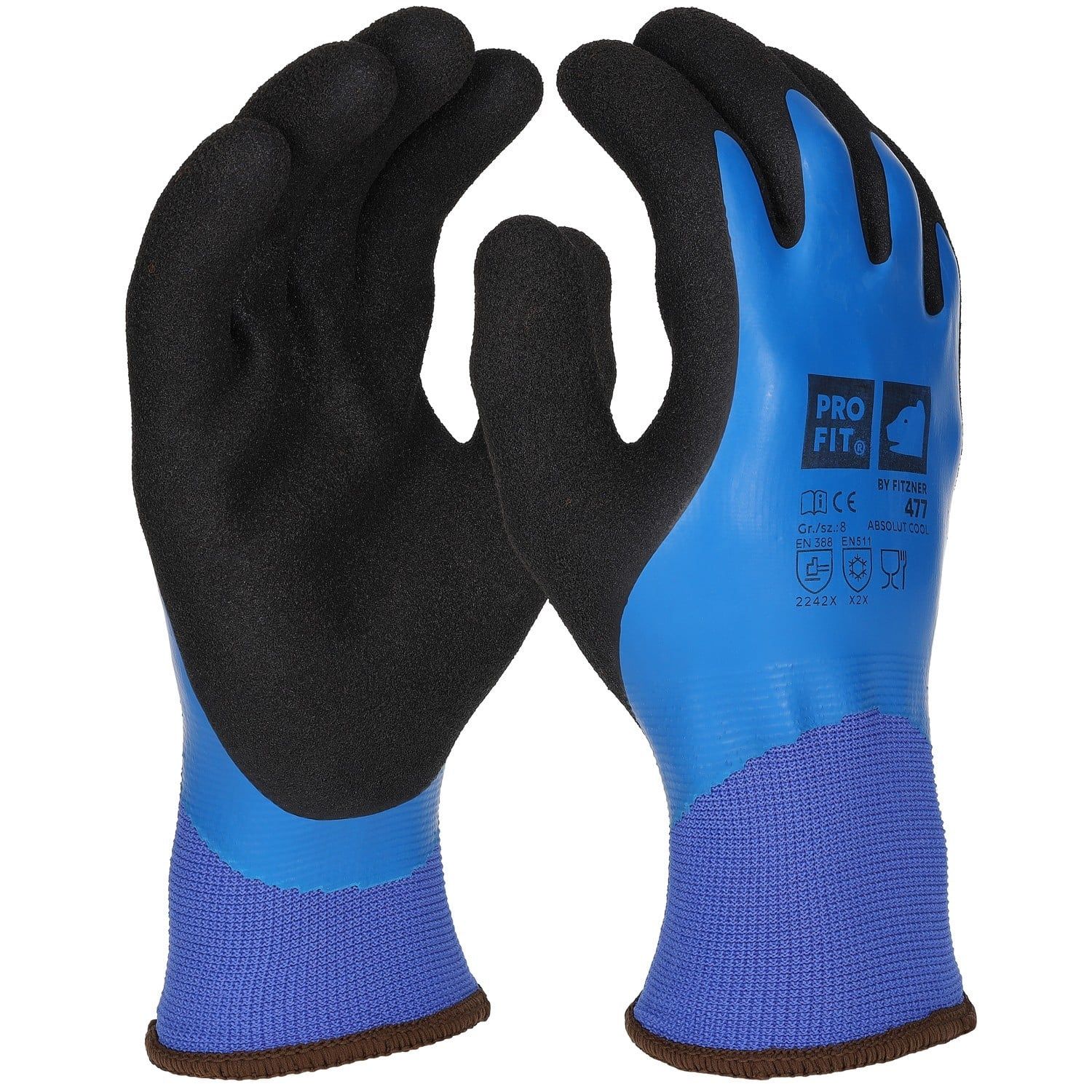 Winter Arbeitshandschuhe "Absolut Cool",Latex, blau/schwarz 10