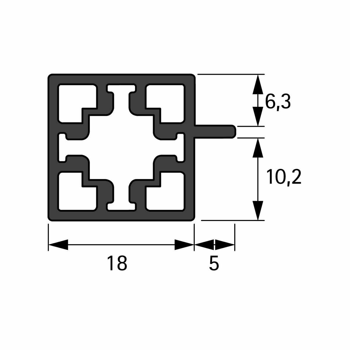 CADRO GLASBODENPROFIL 6MM EDELSTAHL OPTIK, L 3000