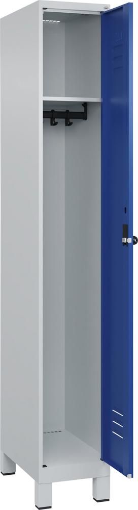 Garderobenschrank CLASSICB300xT500xH1950 mm RAL 7035/5010, 1 Abteil mit 100 mm hohen Füßen