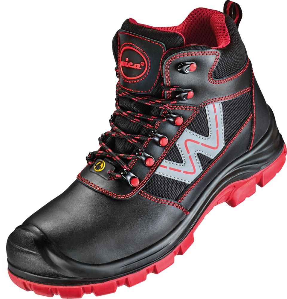 Schnüstiefel CANELLI Schwarz/rot, S3 SR ESD Gr. 42 Wica