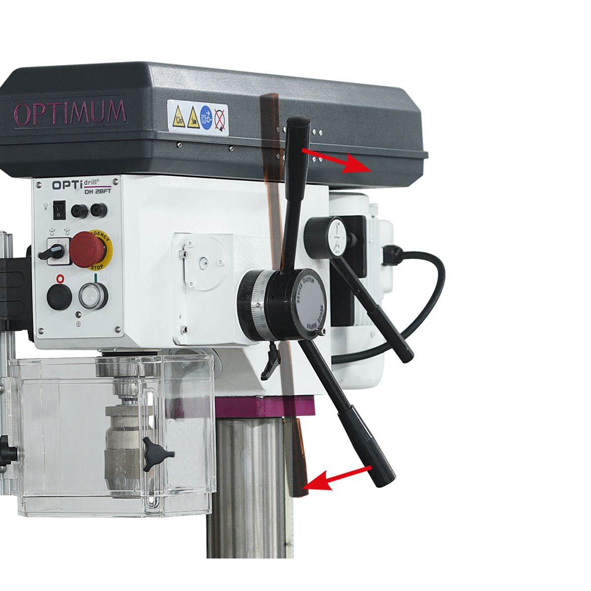 Tischbohrmaschine Optimum OPTIdrill DH 28FT Aktions-Set inkl. Maschinenschraubstock