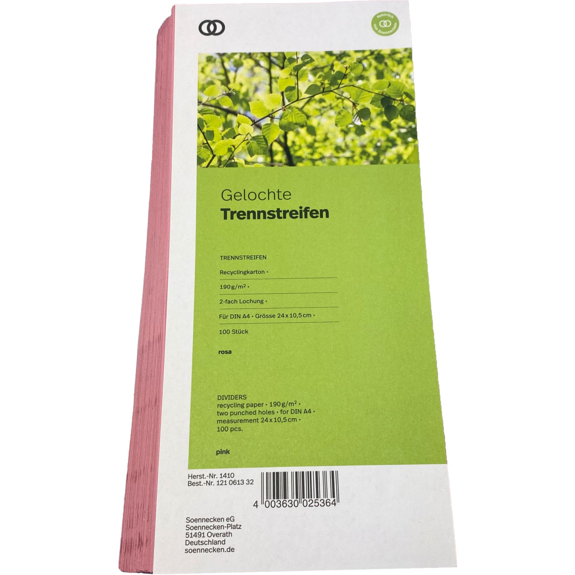 Trennstreifen oeco 10,5x24cm rosa 100St.