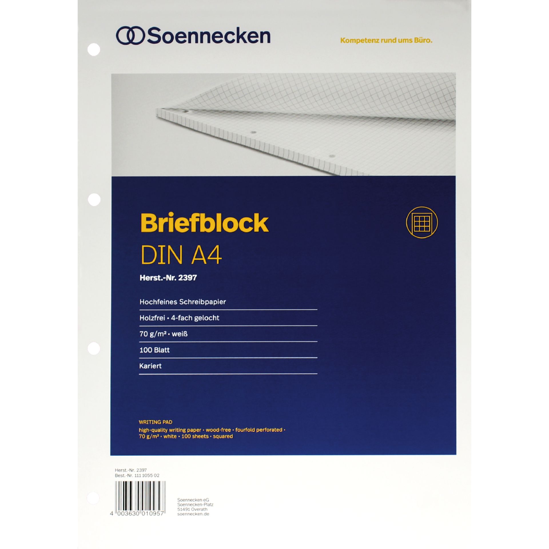 Briefblock A4 4f gel kar 100Bl ws