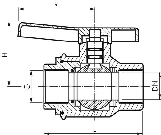 Kugelhahn (Polypropylen), G 1/2", PN 10