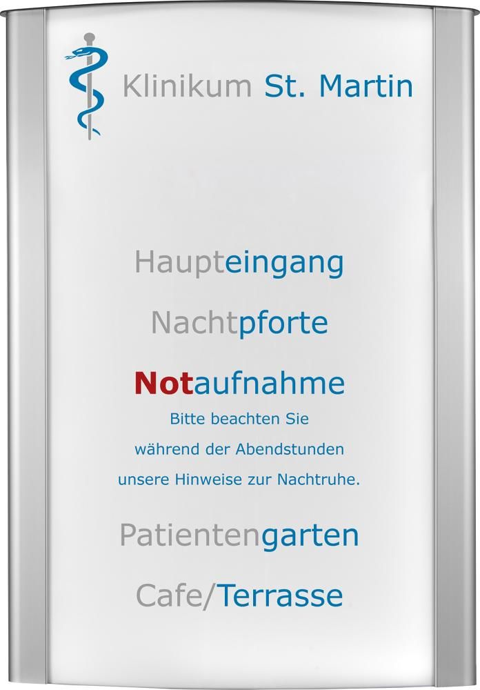 Außenaufsteller FrankfurtLED-beleuchtet, 18W, 230V, B1085XH1500 mm Arcyl opal weiß