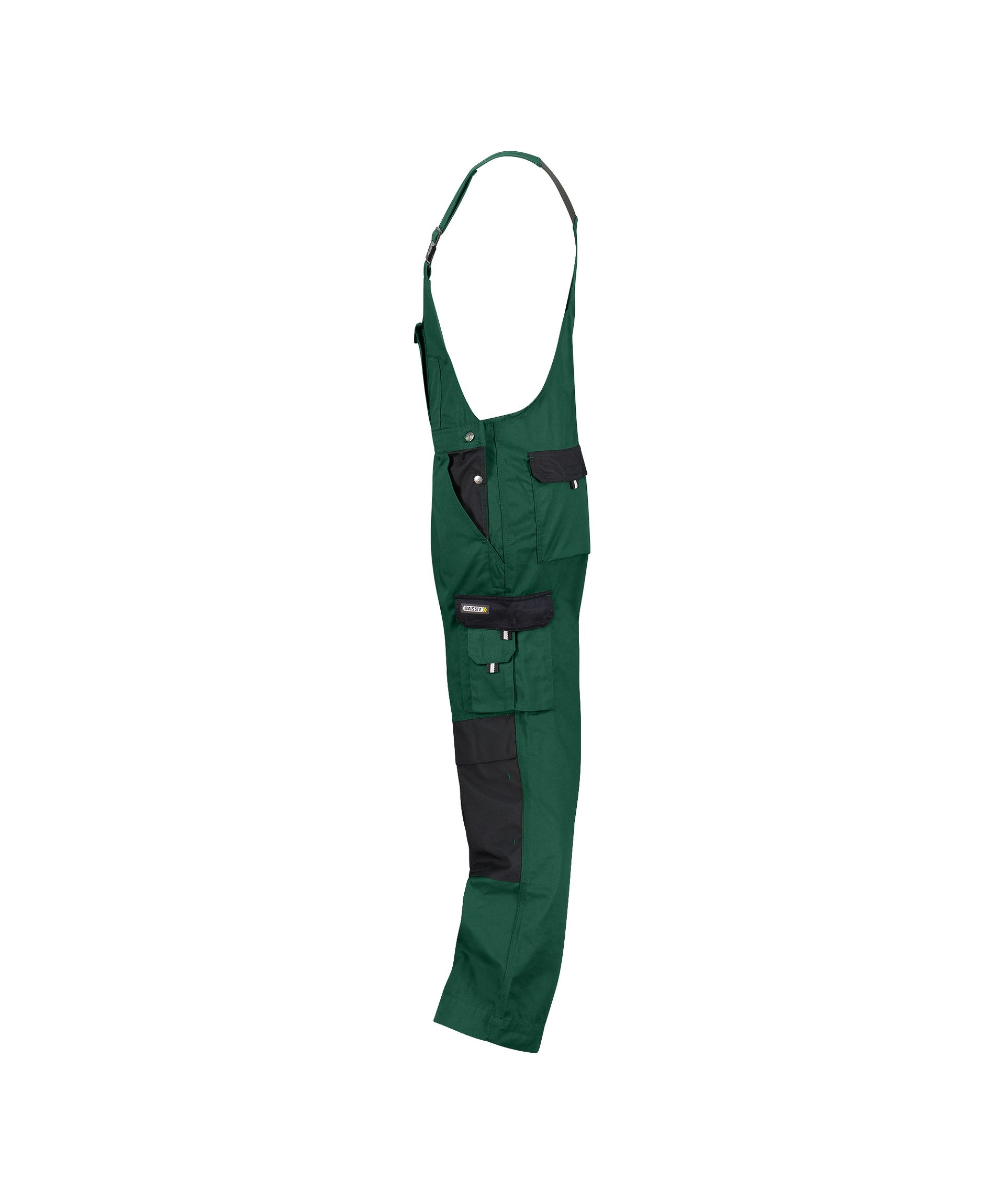 DASSY® Versailles - Zweifarbige Arbeitslatzhose mit Kniepolstertaschen - flaschengrün/schwarz, Gr. 48