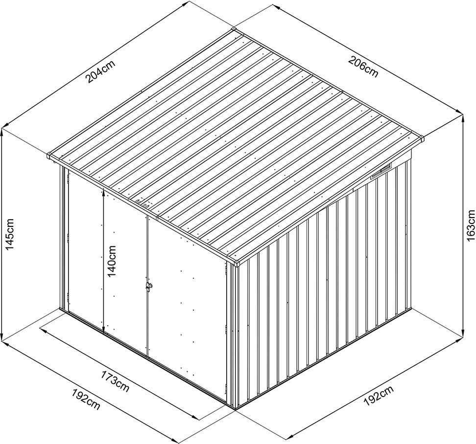 Fahrradgaragefür 4 Fahrräder206 x 204 x 145/163 cm
