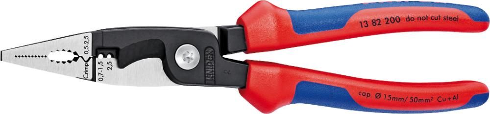 Elektroinstallationszangepoliert mit 2-Komponenten-Griffen 200mm KNIPEX