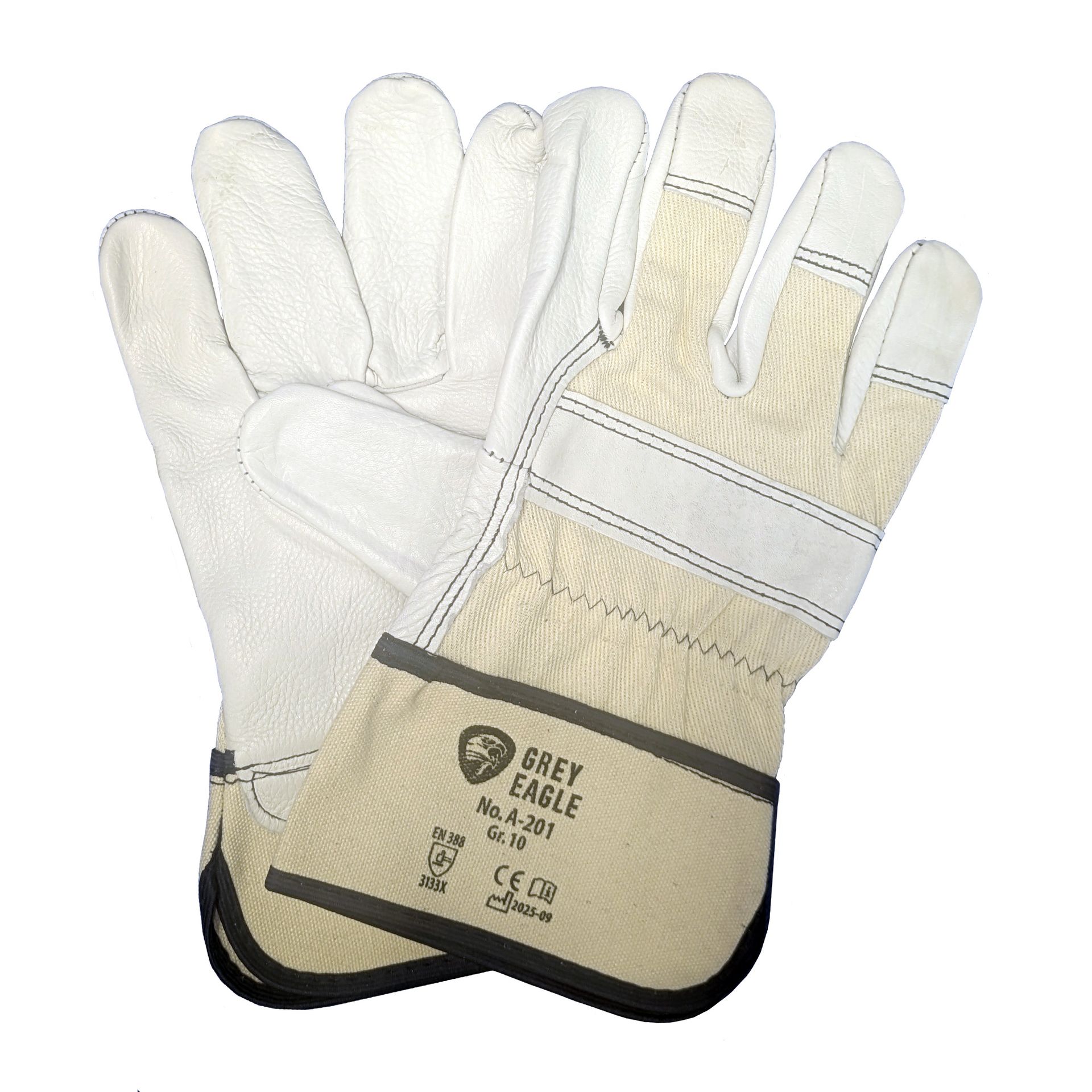 GREY EAGLE SCHUTZHANDSCHUH A201 Leder, beige/blau, Gr. 10