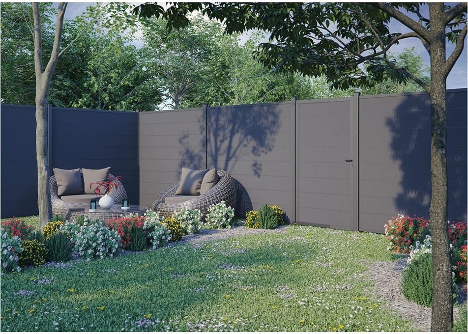 GOTLAND kartonverpackt SET Zaunfeld 180x175cm Schiefergrau/ANTHRAZIT WPC-Steckzaunsystem