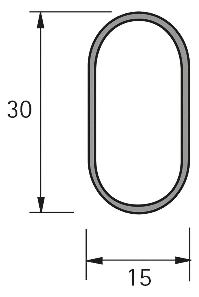 HETTICH Ovales Schrankrohr 30 x 15 mm
