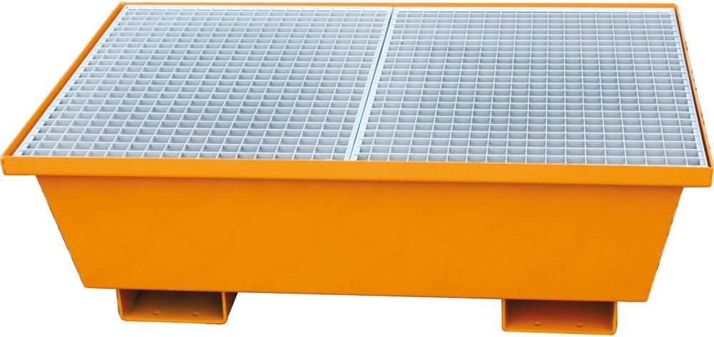 Auffangwanne mit konischen Wänden mit Gitterrost, 210 ltr. 820x820x535mm, RAL 2004