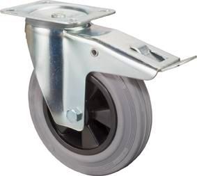 Lenkrolle 100mm L420.B46 Platte,Gummi grau,RL,FestL420.B46.100 BS ROLLEN
