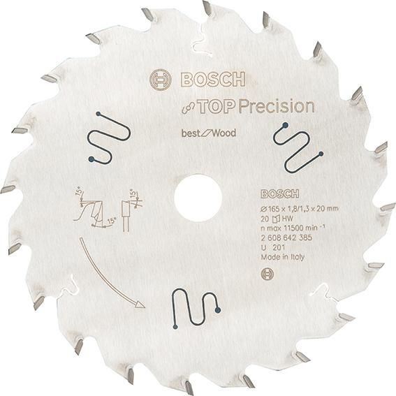 HM-Kreissägeblatt 165x1,8x20mm 20Z W Bosch VE à 1 Stück Top Precision Best f Wood