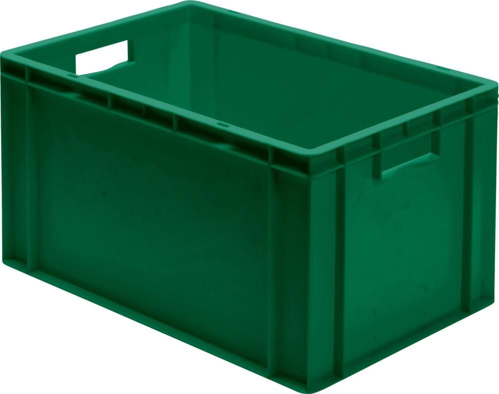 Transport-Stapelkasten B600xT400xH320 mm grün, geschlossen mit Griffloch LA-KA-PE