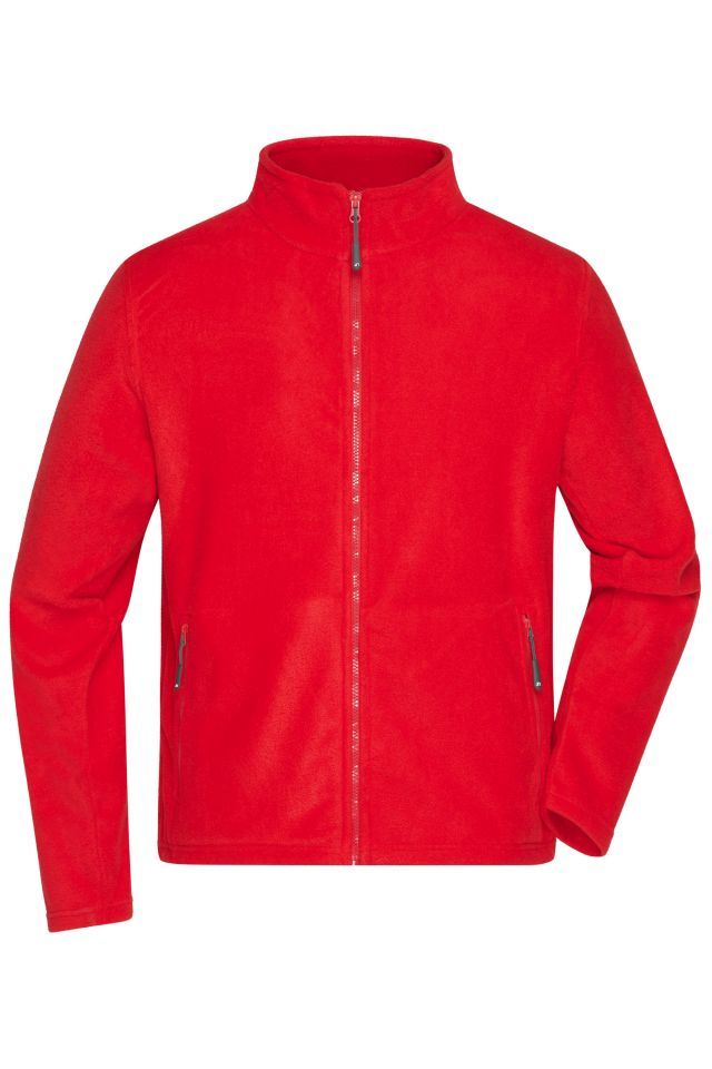 Men's Fleece Jacket Fleecejacke mit Stehkragen im klassischen Design rot, Gr. S