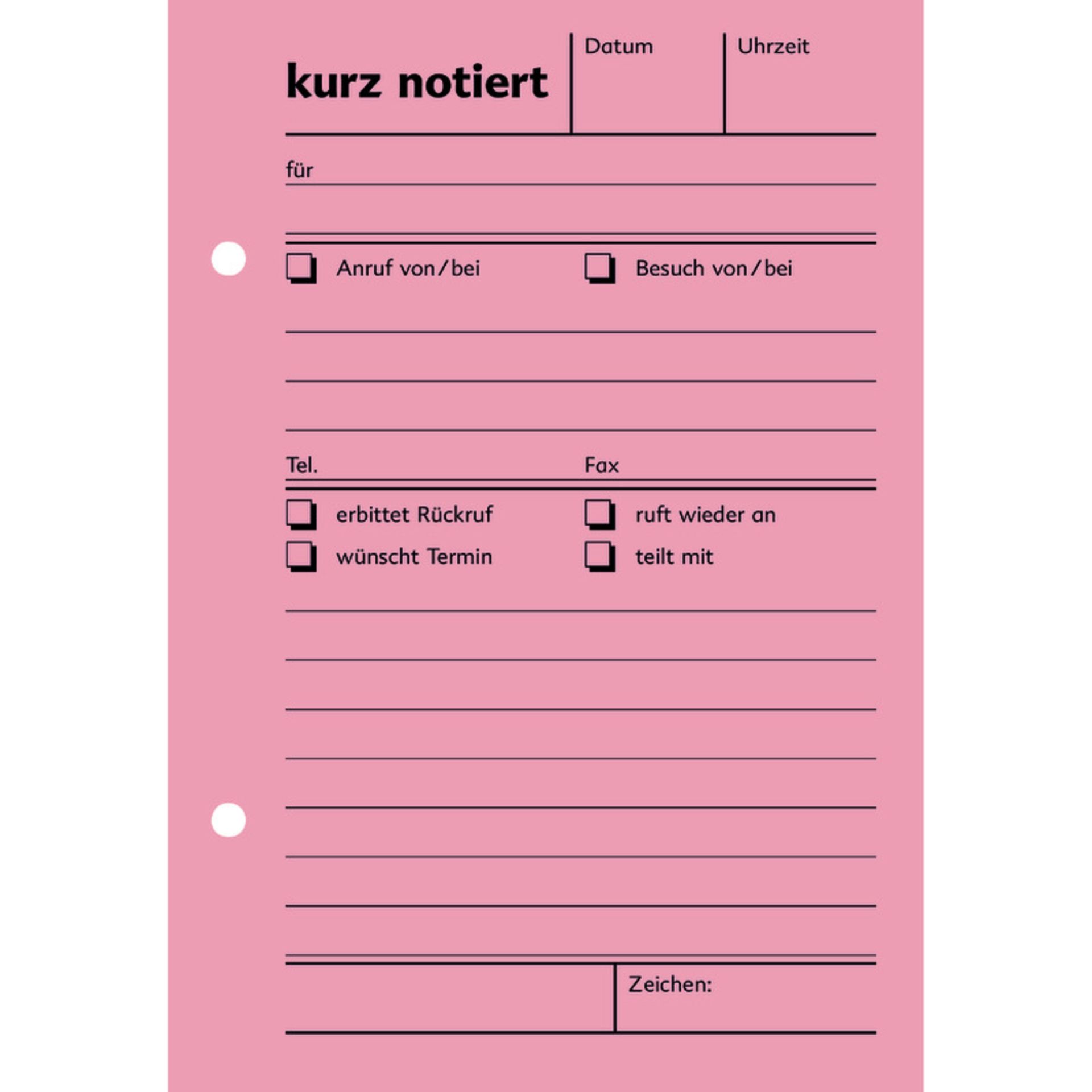 Kurznotiz A6 hoch 100Bl rt