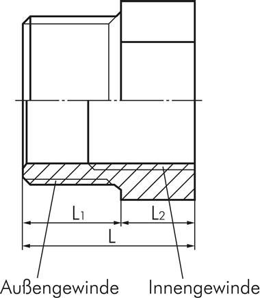Reduziernippel G 1/2"(AG)-Rp 1/4"(IG), PVC-U