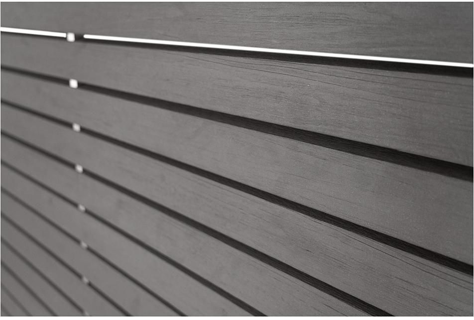 HANÖ-Serie SCHIEFER 21 Lamellen Holzstruktur BPC-Rhombus-Steckzaun 20 x 75/68 x 1793 mm