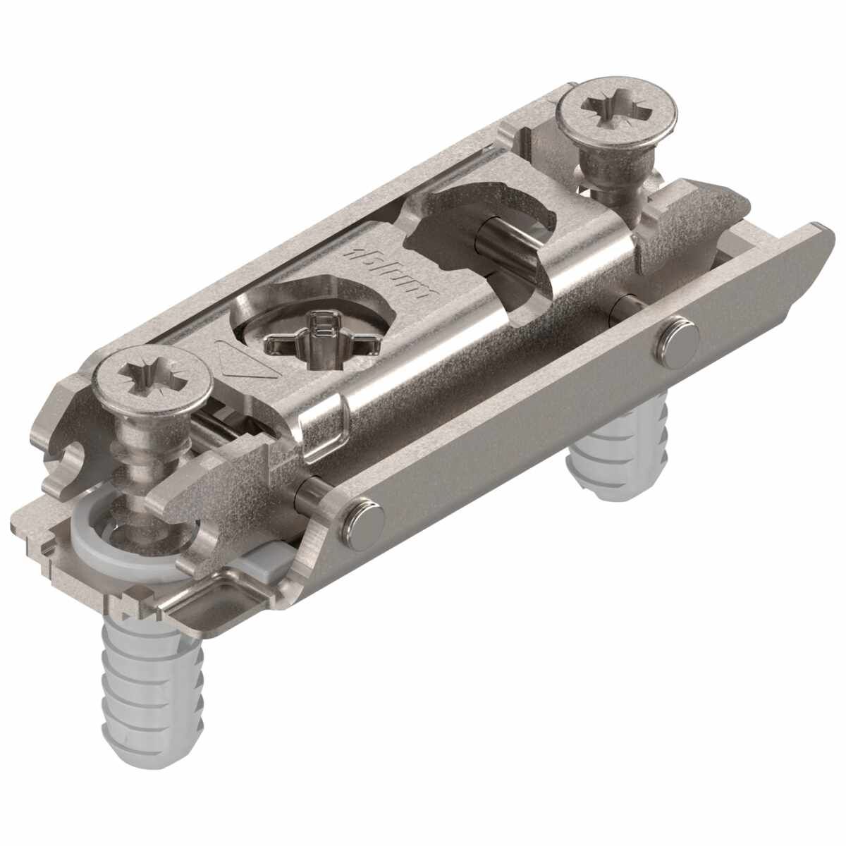 CLIP Montageplatte, gerade, 0 mm, Stahl, mit EXPANDO-Spreizdübel, HV: Exzenter, vernickelt