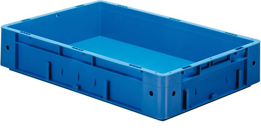 Transport-Stapelkasten B600xT400xH120 mm blau Auflast 700kg ohne Griffloch LA-KA-PE