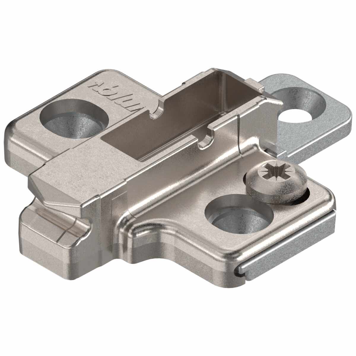 CLIP Montageplatte, kreuz, 3 mm, Zink, zum Schrauben für Spanplattenschrauben, vernickelt
