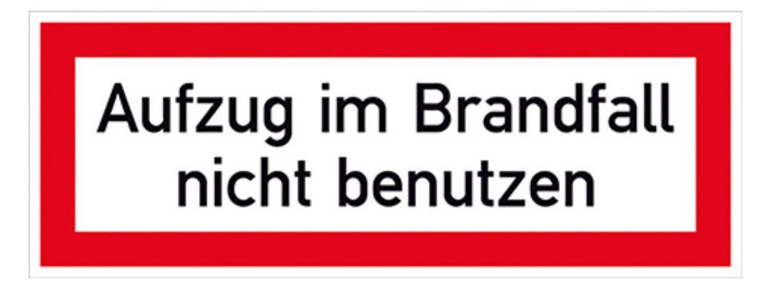 Brandschutzschild: Aufzug im