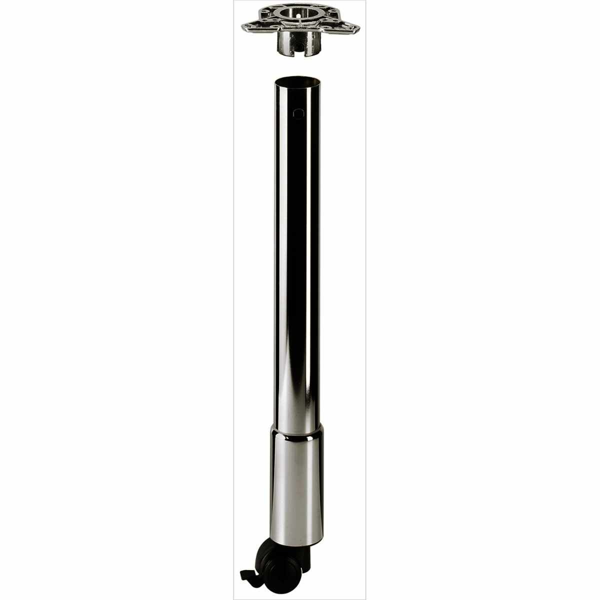 Tischfuss 710/60mm Edelst.Fin. Mit Rolle